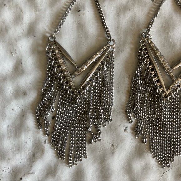 Boho Silver Chain French Hook Earrings - Picture 3 of 3